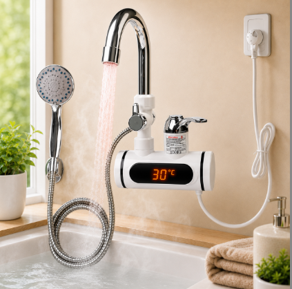 Calentador eléctrico instantáneo para grifo con pantalla digital de temperatura